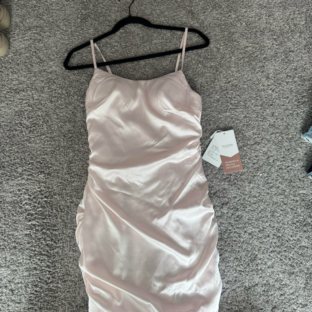 Elegant Pink Satin Mini Dress